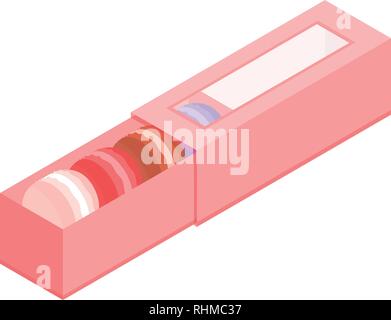 Open red macaroon box icon, isometric style Stock Vector
