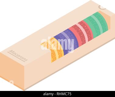 Macaroons box icon, isometric style Stock Vector