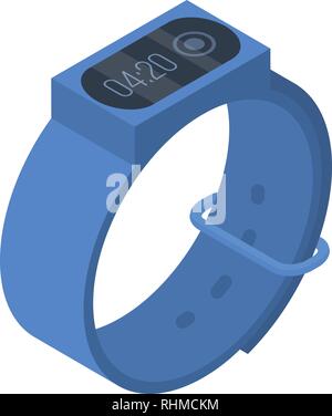 Blue smart band icon, isometric style Stock Vector