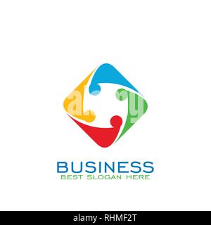 square people logo, teamwork flat logo colorful design. Stock Vector