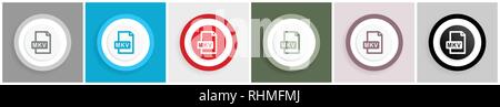Mkv file icon set, vector illustrations in 6 options for web design and mobile applications. Stock Vector