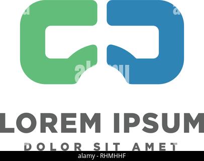 Virtual Reality, VR, vision logo template vector illustration, icon element isolated Stock Vector
