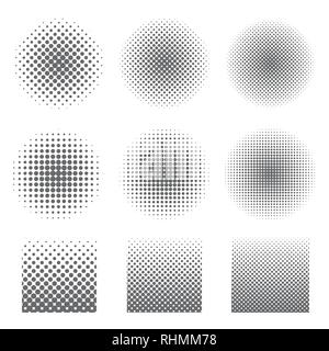 Abstract halftone set of circles and square. You can use as an art element tools for various details. vector eps10 Stock Vector