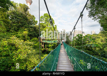 A view of  canopy walk in the KL Forest Eco Park in Kuala Lumpur, Malaysia Stock Photo