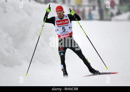 Klingenthal, Germany. 03rd Feb, 2019. Nordic Combined, World Cup, Single, Large Hill, 10 km. Fabian Rießle from Germany on the track. Credit: Hendrik Schmidt/dpa-Zentralbild/ZB/dpa/Alamy Live News Stock Photo