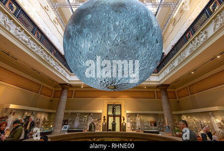 Preston, UK. 03rd Feb, 2019. The Museum of the Moon, an artwork by Luke Jerram, at the Harris Museum and Art Gallery, Preston, Lancashire. The seven metres in diameter sphere will tour various exhibitions and festivals around the world. Credit: John Eveson/Alamy Live News Stock Photo