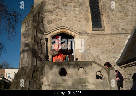 London, UK. 3 February 2019.  Clowns attend the Grimaldi Church Service at All Saints Church in East London in memory of Joseph Grimaldifamous British acotr and clown.  whol lived between 1778-1837 Credit: Emin Ozkan/Alamy Live News Stock Photo