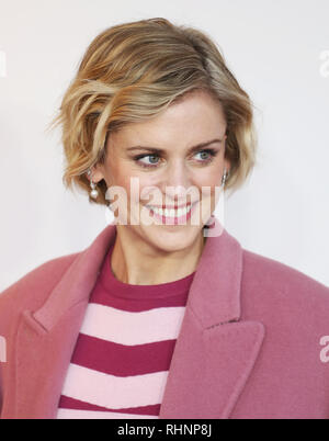 Denise Gough seen attending a Family Gala Screening of The Kid Who Would Be King at Odeon Luxe Leicester Square in London. Stock Photo