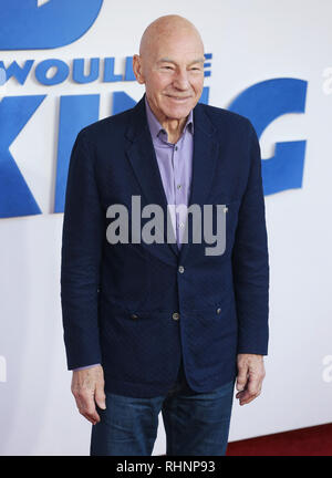 Sir Patrick Stewart seen attending a Family Gala Screening of The Kid Who Would Be King at Odeon Luxe Leicester Square in London. Stock Photo