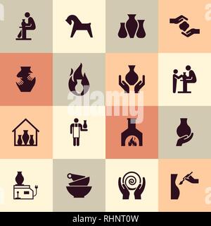 Ceramic products in the icon set in flat style. For website, print, decoration or other you ideas. Stock Vector
