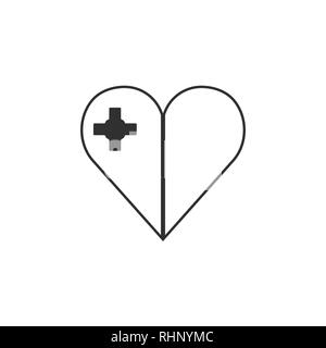 Malta flag icon in a heart shape in black outline flat design. Independence day or National day holiday concept. Stock Vector
