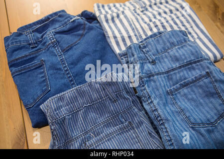 Jean Fabric products. Textile factory products Stock Photo