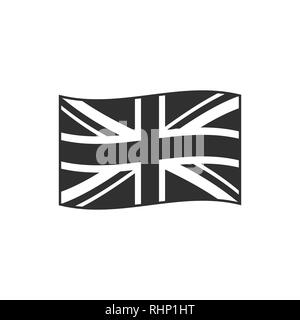 United Kingdom flag icon in black outline flat design. Independence day or National day holiday concept. Stock Vector