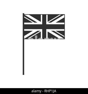 United Kingdom flag icon in black outline flat design. Independence day or National day holiday concept. Stock Vector