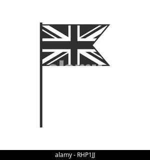 United Kingdom flag icon in black outline flat design. Independence day or National day holiday concept. Stock Vector