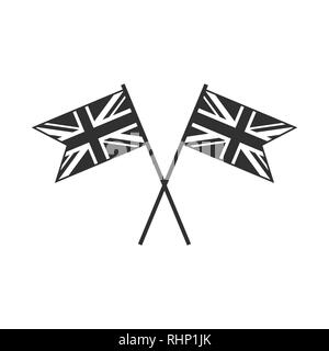 United Kingdom flag icon in black outline flat design. Independence day or National day holiday concept. Stock Vector