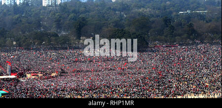 Kolkata, India. 03rd Feb, 2019. Left activist from different part of state take part in the Left front Brigade rally ahead of General Election 2019. Credit: Saikat Paul/Pacific Press/Alamy Live News Stock Photo