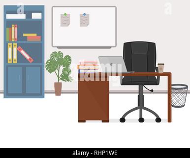 Office workplace, office chief vector illustration in flat style Stock Vector