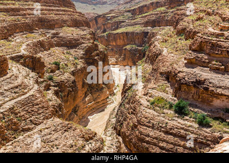 Dry arid Mides Canyon in Tunisia near the Algerian border Stock Photo