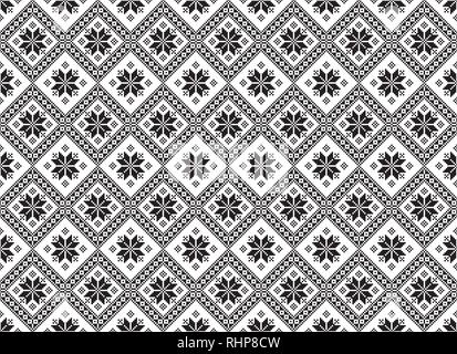 Mosaic tiles, ethnic ornament, embroidery motif, abstract carpet seamless texture pattern vector illustration Stock Vector