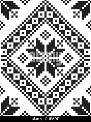 Mosaic tiles, ethnic ornament, embroidery motif, abstract carpet seamless texture pattern vector illustration Stock Vector