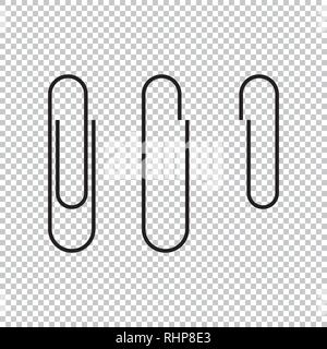 Paper clip icon vector illustration, isolated paper clips icons on transparent background Stock Vector