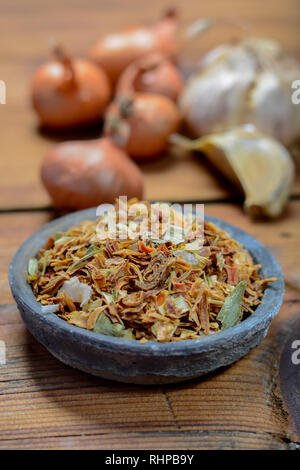 Bowl with traditional dried nasi herbs, used for cooking, close up Stock Photo