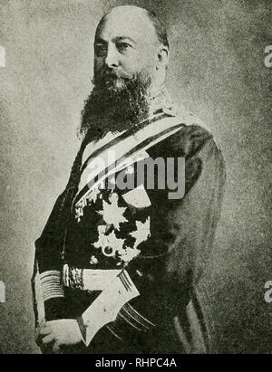 The caption reads: Von Tirpitz of the German Navy whose ruthless submarine warfare against women and children shocked the world. The photo dates to World War I. Alfred von Tirpitz was a German Grand Admiral and served as Secretary of State of the German Imperial Naval Office from 1897 until 1916. Stock Photo