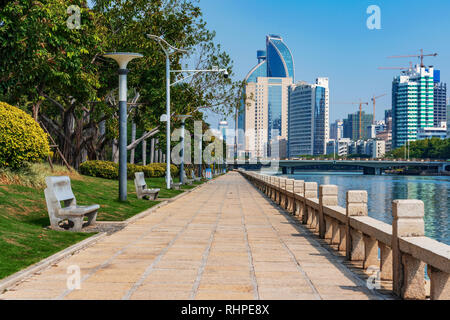 XIAMEN, CHINA -OCTOBER 09: This is riverside footpath at Bailuzhou park in the downtown area on October 09, 2018 in Xiamen Stock Photo