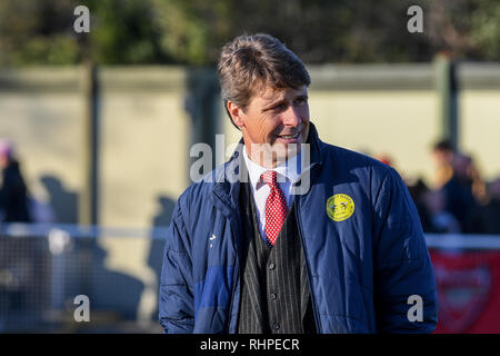 3rd February 2019, Tinsley Lane, Crawley, England; SE Women's FA Cup, 4th Round, Crawley Wasps Ladies vs Arsenal Women ; Crawley wasps manager peter walker   Credit: Phil Westlake/News Images Stock Photo