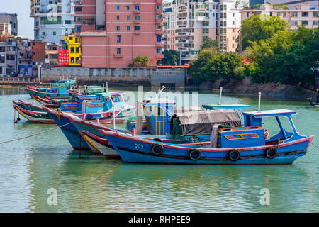 XIAMEN, CHINA -OCTOBER 09: This is a view of Traditional Chinese fishing boats at Shapowei docks on October 09, 2018 in Xiamen Stock Photo