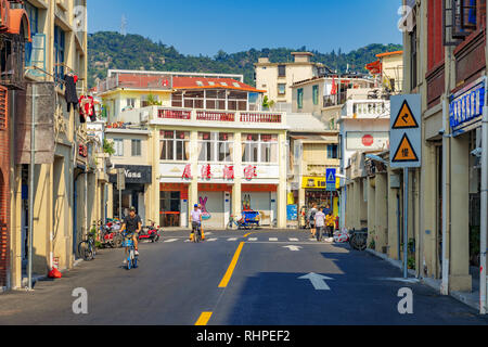 XIAMEN, CHINA -OCTOBER 09: This is a street with traditional buildings in the Shapowei area near Xiamen University on October 09, 2018 in Xiamen Stock Photo