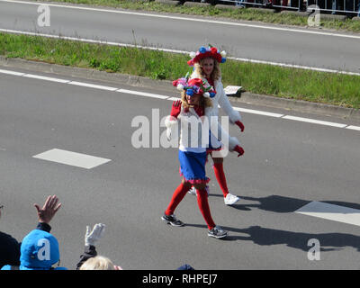 Bloemencorse flower parade in Leiden, Netherlands, near Keukenhof. Stock Photo