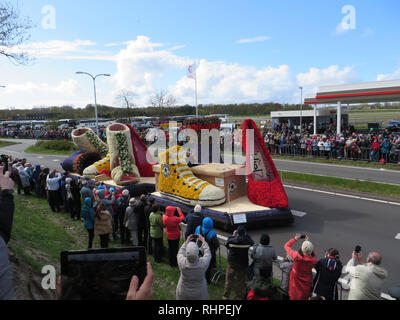 Bloemencorse flower parade in Leiden, Netherlands, near Keukenhof. Stock Photo