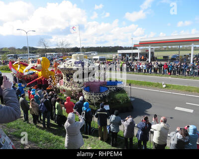 Bloemencorse flower parade in Leiden, Netherlands, near Keukenhof. Stock Photo