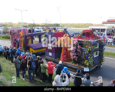 Bloemencorse flower parade in Leiden, Netherlands, near Keukenhof. Stock Photo