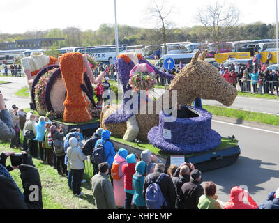 Bloemencorse flower parade in Leiden, Netherlands, near Keukenhof. Stock Photo