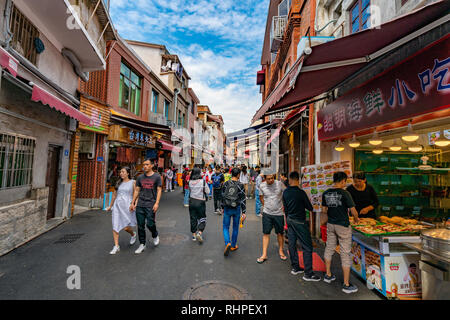 XIAMEN, CHINA -OCTOBER 11: This is a shopping street where tourists come to eat and shop on Gulangyu Island on October 11, 2018 in Xiamen Stock Photo