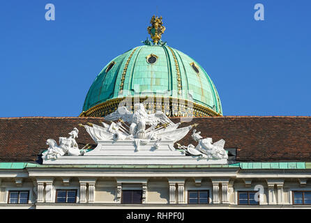 Dome of the Imperial Chancellery Wing (Reichskanzleitrakt), Hofburg palace in Vienna, Austria Stock Photo