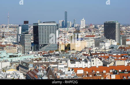 Modern office buildings in historic old town in Vienna, Austria Stock Photo