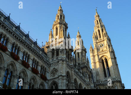 Towers of Vienna City Hall, Austria Stock Photo