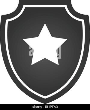 Shield with star, Vector illustration isolated on white Stock Vector