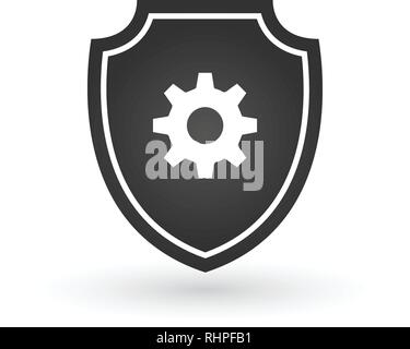 Shield with gear vector icon. filled flat sign for mobile concept and web design. Shield Protection simple solid icon. Symbol, logo illustration. Stock Vector