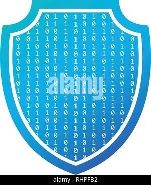 Security concept. Isolated shield with binary code inside the shield. Vector illustration isolated on white Stock Vector