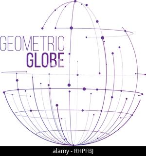 Abstract Line and dots Globe Design, Vector illustration isolated on white Stock Vector