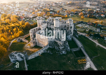 medieval castle ruins located in Ogrodzieniec, Poland Stock Photo