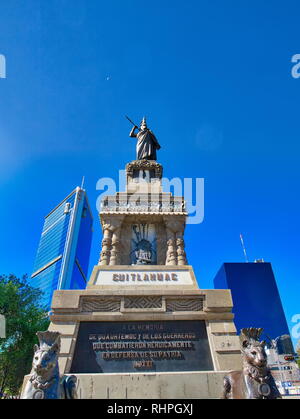 Mexico, Mexico City-2 December, 2018: Monument to Cuauhtemoc, the last Mexican ruler of Tenochtitlan, located at the intersection of Avenida de los In Stock Photo