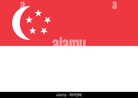 Vector Image of Singapore Flag. Based on the official and exact Singapore flag dimensions (3:2) & colors (White and 032C) Stock Vector