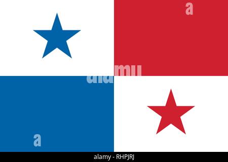Vector Image of Panama Flag. Based on the official and exact Panama flag dimensions (3:2) & colors (300C, 186C and White) Stock Vector