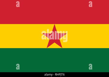 Vector Image of Ghana Flag. Based on the official and exact Ghana flag dimensions (3:2) & colors (186C, 116C, 349C and Black) Stock Vector